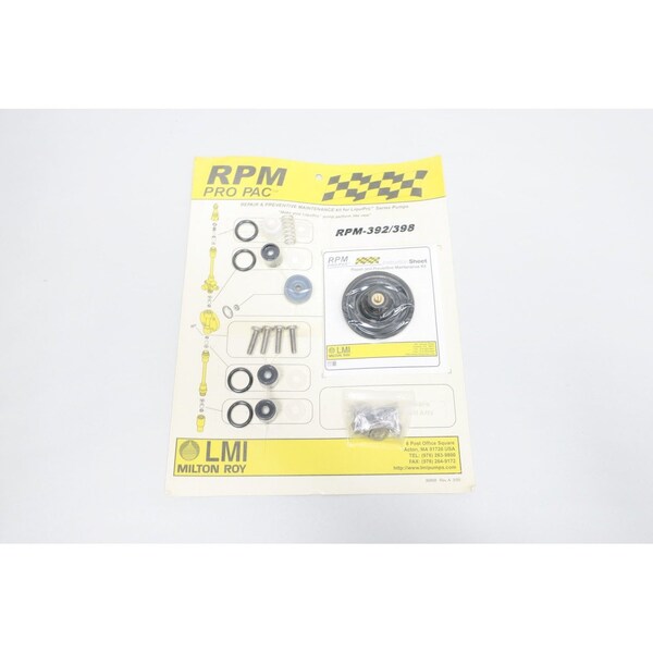 Lmi Milton Roy Rpm Pro Pac Metering Pump Repair Maintenance Kit Pump Parts And Accessory RPM392